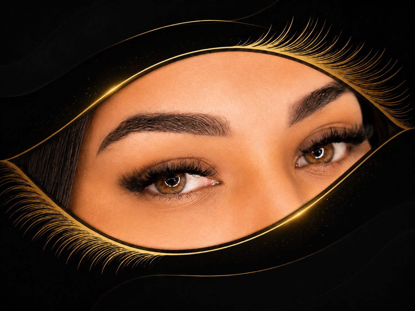 Olhos com cílios no estilo Volume Russo